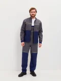 Костюм Волна (полукомбинезон+куртка) (тк.35% хлопок, 65% пэ), синий/серый - фото 3