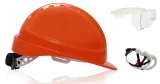 Каска защитная ЕЛАНПЛАСТ ФОРВАРД со встроенными очками оранжевая - фото 1