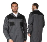 Халат мужской "Бренд 2020" серый/чёрный - фото 1