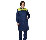 Халат женский "Пантеон" синий/жёлтый из облегчённой ткани - фото 4