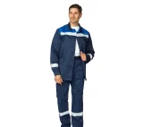 Костюм мужской летний "Стандарт 1 СОП" тёмно-синий/василёк (куртка и брюки) - фото 3