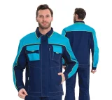 Костюм мужской "Бренд 2 2020" тёмно-синий/бирюза (куртка и полукомбинезон) - фото 1