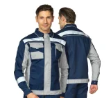 Костюм мужской "Бренд Корпоратив 2020" темно-синий/светло-серый (куртка и полукомбинезон) - фото 1