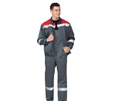 Костюм мужской "Пантеон 2 СОП" тёмно-серый/красный (куртка и полукомбинезон) - фото 3