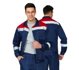 Костюм мужской "Пантеон СОП" тёмно-синий/красный (куртка и брюки) - фото 1