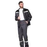 Костюм мужской "Профессионал 1" серый/чёрный (куртка и брюки) - фото 5