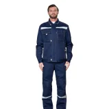 Костюм мужской "Профессионал 1" синий/бежевый (куртка и брюки) - фото 3