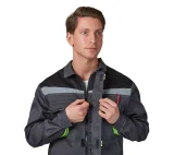 Костюм мужской летний "Профессионал 2 СОП" тёмно-серый/чёрный (куртка и полукомбинезон) - фото 12