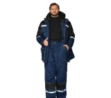 Костюм мужской утеплённый "Азимут" синий/чёрный (куртка и брюки) - фото 3