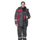 Костюм мужской утеплённый "Бренд К" тёмно-серый/красный - фото 3