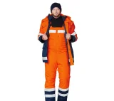 Костюм мужской утеплённый "Спектр 2 Ультра" оранжевый/синий (куртка и полукомбинезон) - фото 4