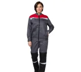 Костюм женский "Профессионал" серый/красный/чёрный (куртка и брюки) - фото 2