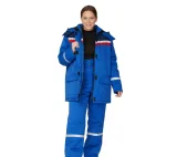 Костюм женский утеплённый "Стройка" (куртка и брюки) василёк/синий/красный - фото 12