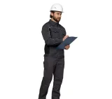 Куртка мужская летняя "Люкс" серый/чёрный со светоотражающим кантом - фото 4