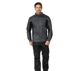 Куртка мужская летняя "Люкс" серый/чёрный/чёрный со светоотражающим кантом - фото 2