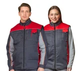 Жилет универсальный утеплённый "Бренд" тёмно-серый/красный - фото 1