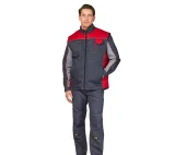 Жилет универсальный утеплённый "Бренд" тёмно-серый/красный - фото 3