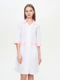 Халат женский "Фарма" белый с розовым СКИДКА 20% - фото 1