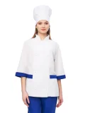 Костюм повара женский "Фламбе" белый с васильковым - фото 1