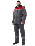 Костюм зимний "ВЬЮГА" куртка/полукомб. цвет: т.серый/красный - фото 6