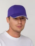 Бейсболка Canopy, фиолетовая с белым кантом - фото 5