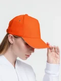Бейсболка Classic, оранжевая с белым кантом - фото 19