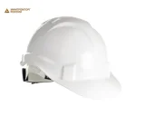 Каска защитная ЕЛАНПЛАСТ ЕВРОПА-ЛЮКС белая (ленточное оголовье, храповый механизм) - фото 1