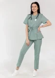 Костюм медицинский женский "Элана" (тк. тиси) зеленый РАСПРОДАЖА 40% - фото 1
