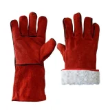 Краги спилковые сварщика, утепленные КРАСНЫЕ - фото 2