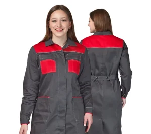 Халат женский "Бренд 2020" серый/красный