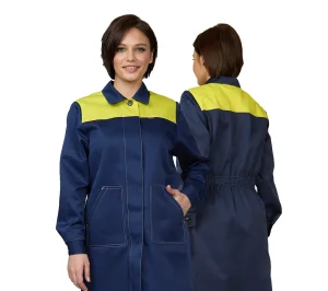 Халат женский "Пантеон" синий/жёлтый из облегчённой ткани