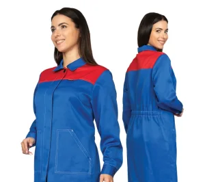 Халат женский "Пантеон" василёк/красный из облегченной ткани