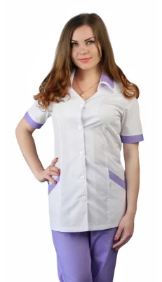Костюм женский "Амелия" белый с сиреневым* СКИДКА 40%