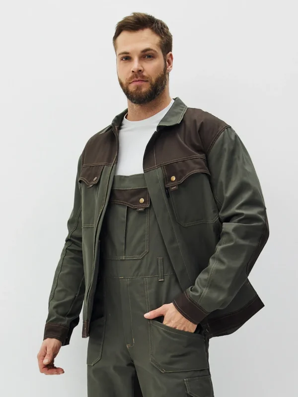 Куртка Канзас (тк.100% хлопок), хаки/коричневый