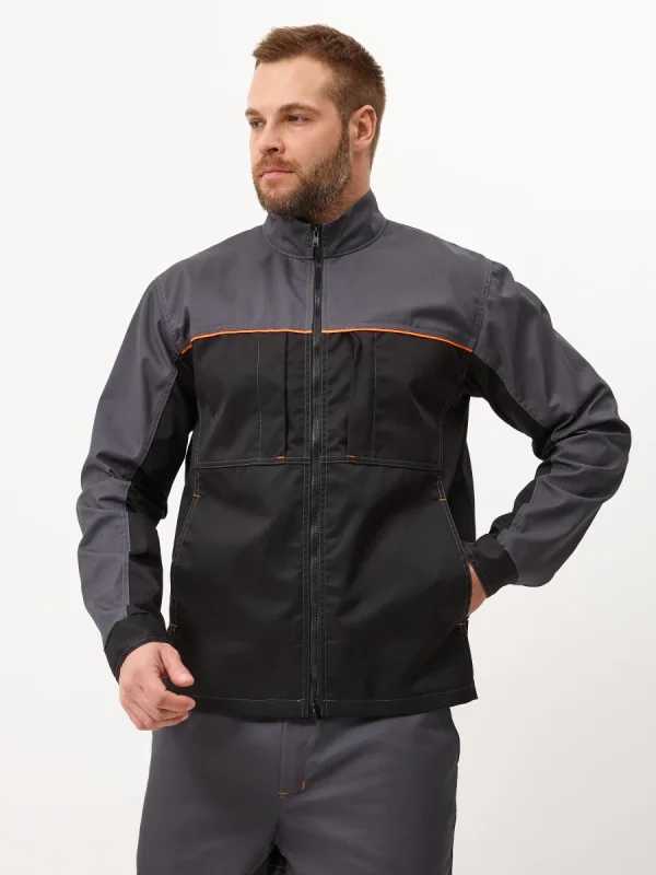 Куртка Волна-2 (35% хлопок, 65% пэ), серый/черный