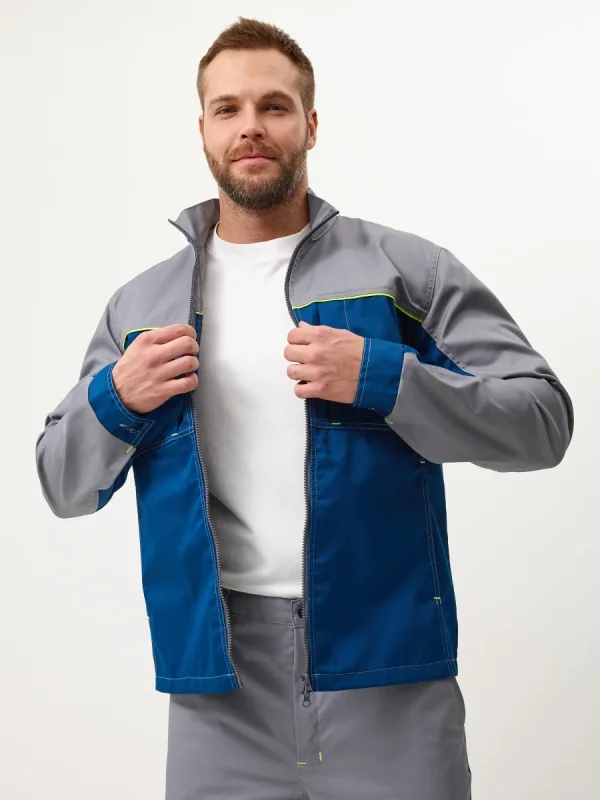Куртка Волна-2 (35% хлопок, 65% пэ), серый/синий
