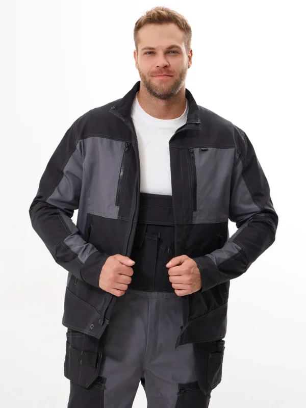 Куртка Крафт (тк.60% хл 40% пэ), серый/черный