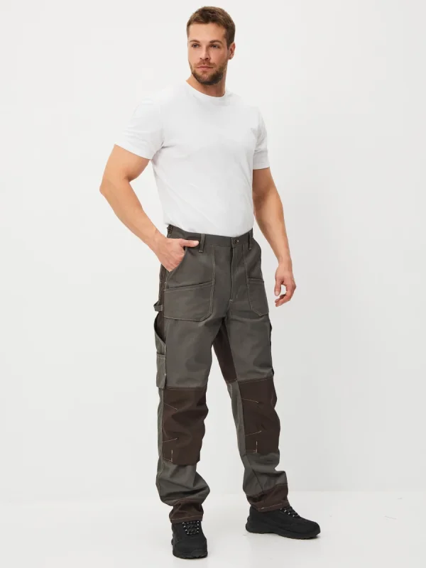 Брюки Канзас (тк.100% хлопок), хаки/коричневый