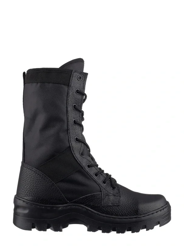 Ботинки с высокими берцами "Тропик" черные, натуральная кожа