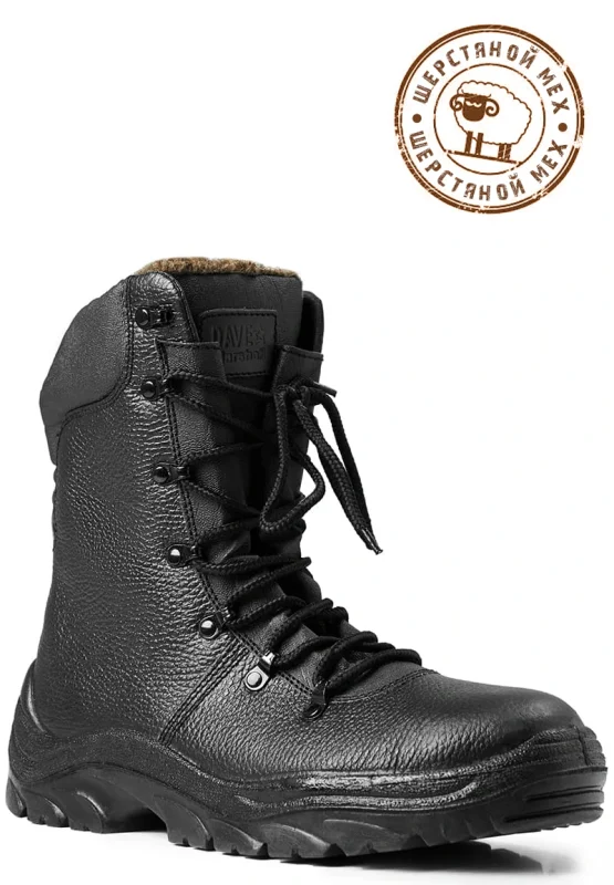 Ботинки кожаные, утепленные, высокие ПАТРИОТ ПУ/ТПУ шерстяной мех