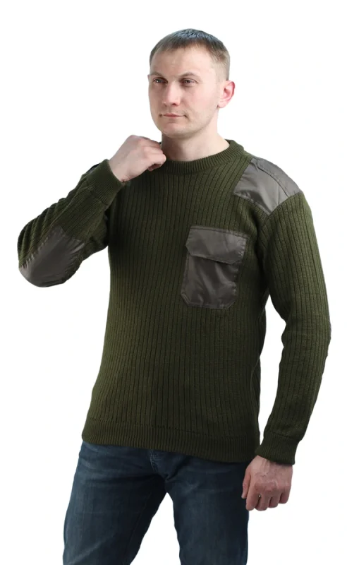 Джемпер форменный оливковый с накладками (нестанд.размер) РАСПРОДАЖА 20%