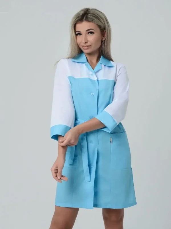 Халат женский "Катрин" белый с голубым