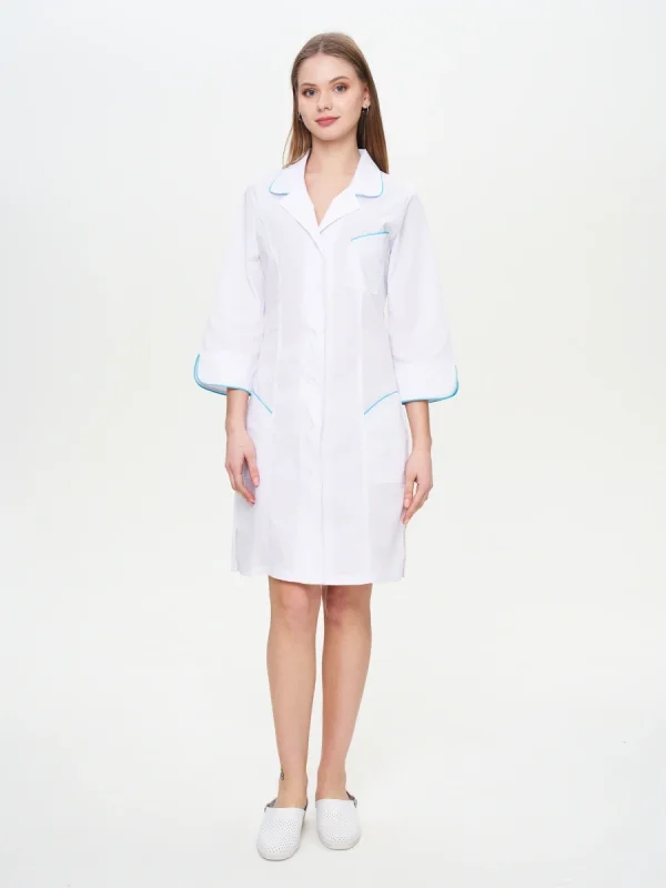 Халат женский "Вита" белый с бирюзовым