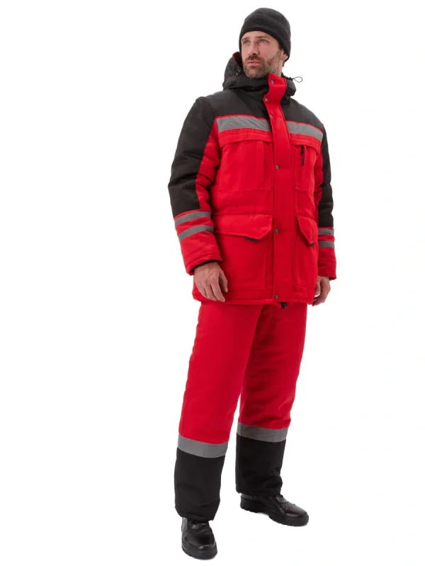 Костюм зимний "ЗИМНИК" куртка/брюки, цвет: красный/черный
