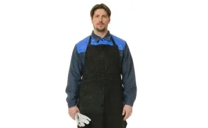 Фартук цельноспилковый чёрный из натуральной кожи КРС от повышенных температур