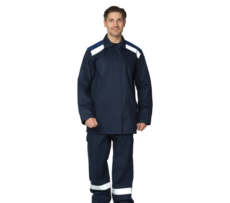 Костюм сварщика 2 класса защиты х/б с ОП-пропиткой синий/василёк (куртка и брюки)