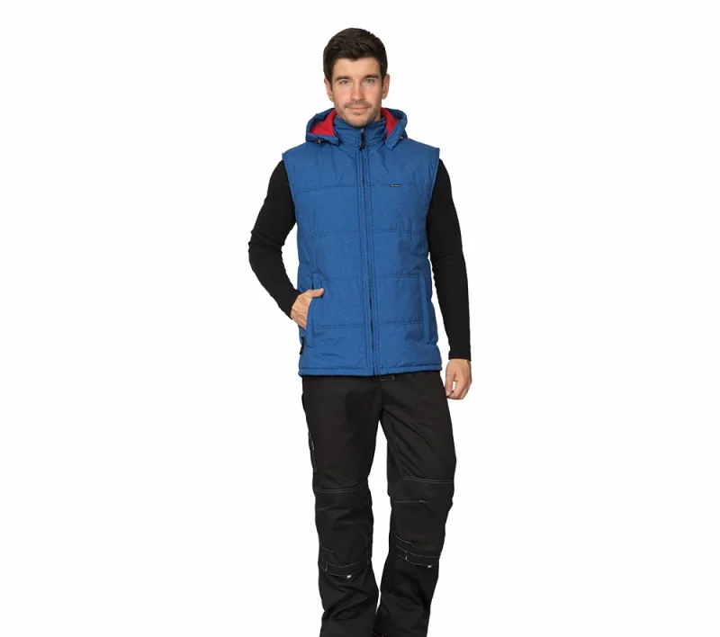 Жилет мужской утеплённый "Амур" васильковый/красный