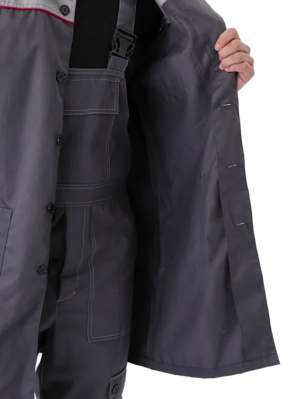 Халат мужской "Фаворит" серый/св.серым с красным КАНТОМ