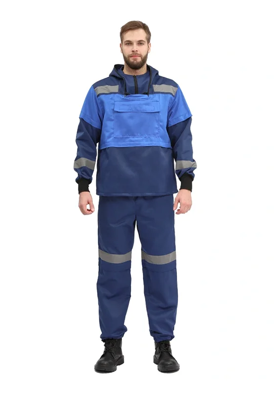 Костюм туристический ПРТНЦФ с сеткой, цвет: т.синий/василек, ткань: Грета