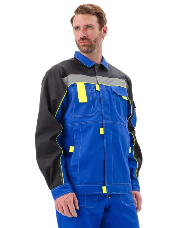Костюм рабочий "Рольф" василёк/черный/лимон